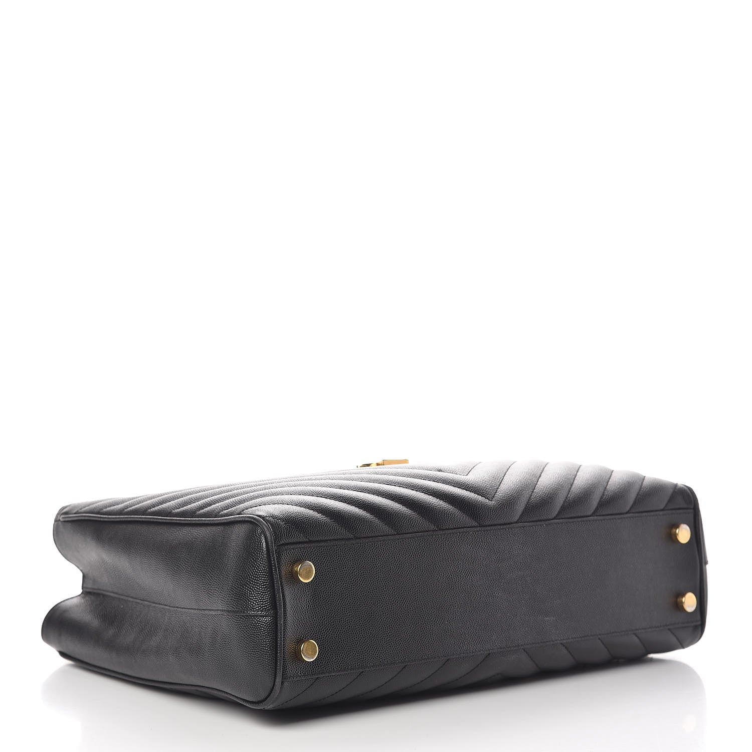 Saint Laurent Grain De Poudre Matelasse Chevron Monogram Shopping Bag Black 4 of 23
