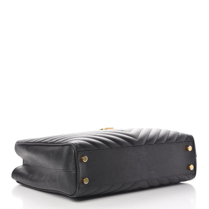 Saint Laurent Grain De Poudre Matelasse Chevron Monogram Shopping Bag Black 4 of 23