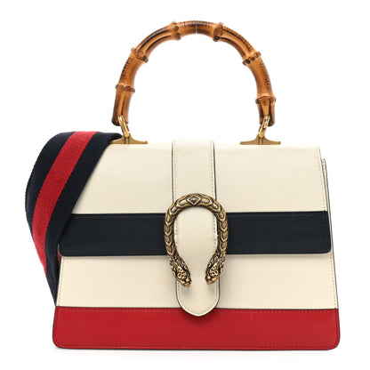 Gucci Calfskin Bamboo Web Medium Dionysus Top Handle Bag White Blue Hibiscus Red 1 of 18