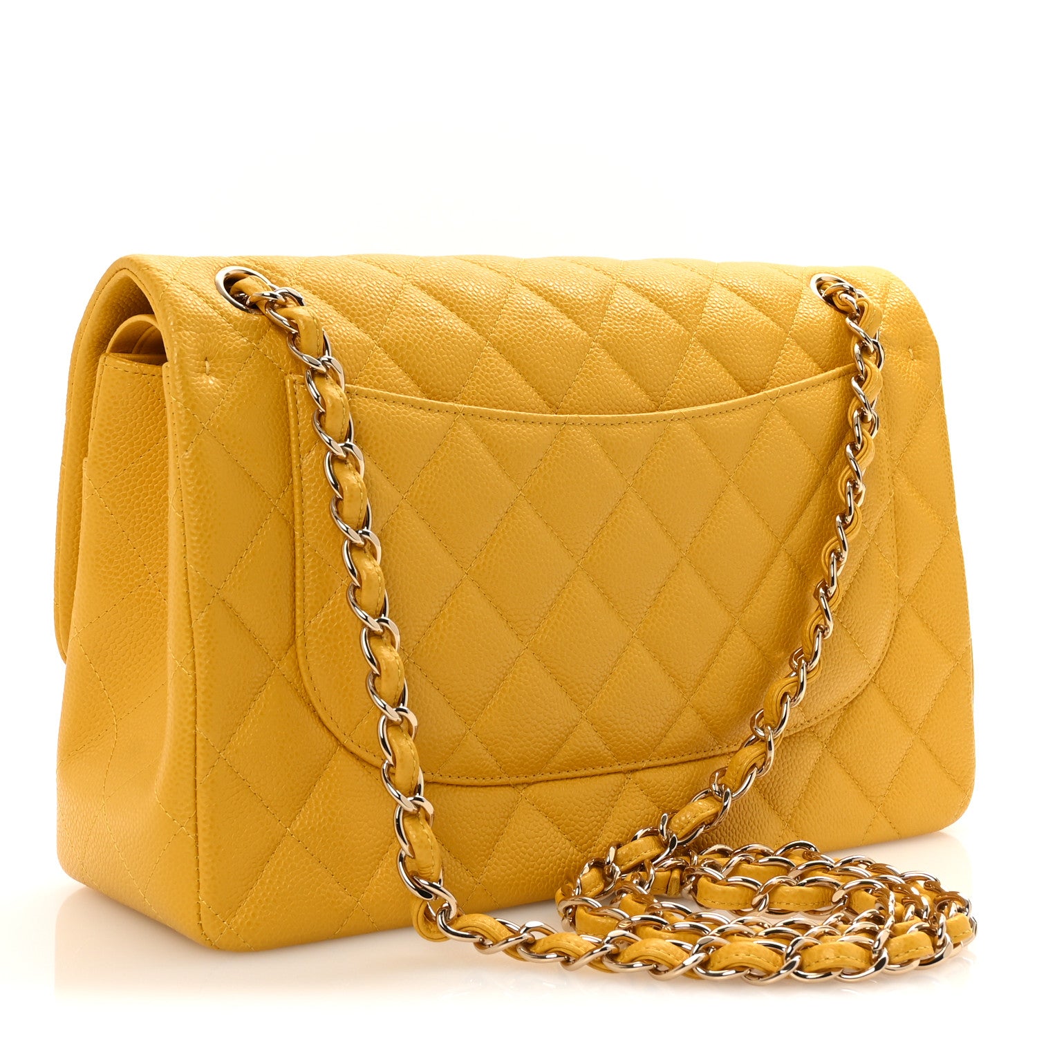 Chanel Caviar Quilted Jumbo Double Flap Yellow 3 of 10
