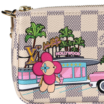 Louis Vuitton Damier Azur 2021 Christmas Animation Hollywood Mini Pochette Accessories Fuchsia 8 of 11