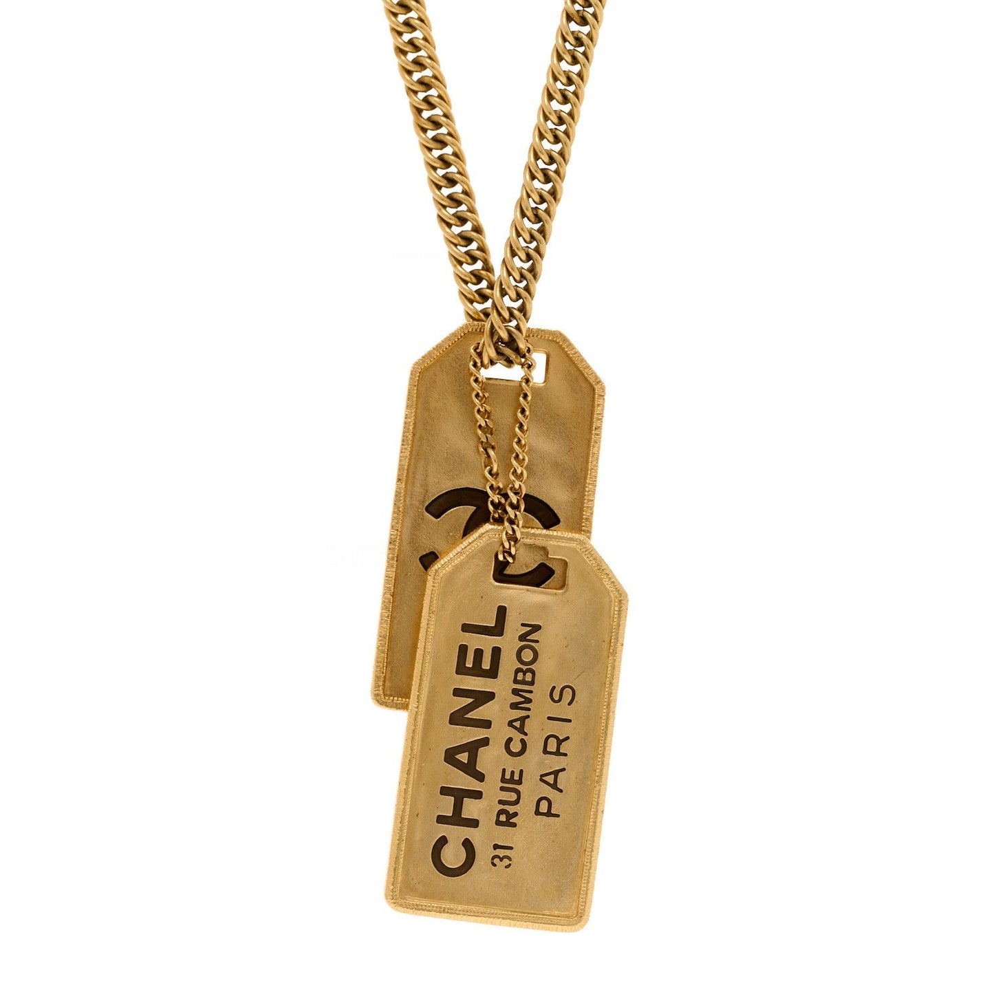 ID Dog Tag Charm Necklace Gold