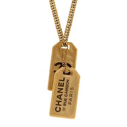 Chanel ID Dog Tag Charm Necklace Gold 4 of 4
