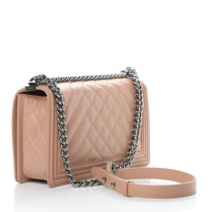 Chanel Calfskin Chevron Quilted New Medium Boy Flap Beige 3 of 11