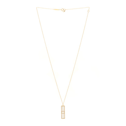 Tiffany 18K Yellow Gold Diamond Tiffany T Two Open Vertical Bar Pendant Necklace 3 of 4