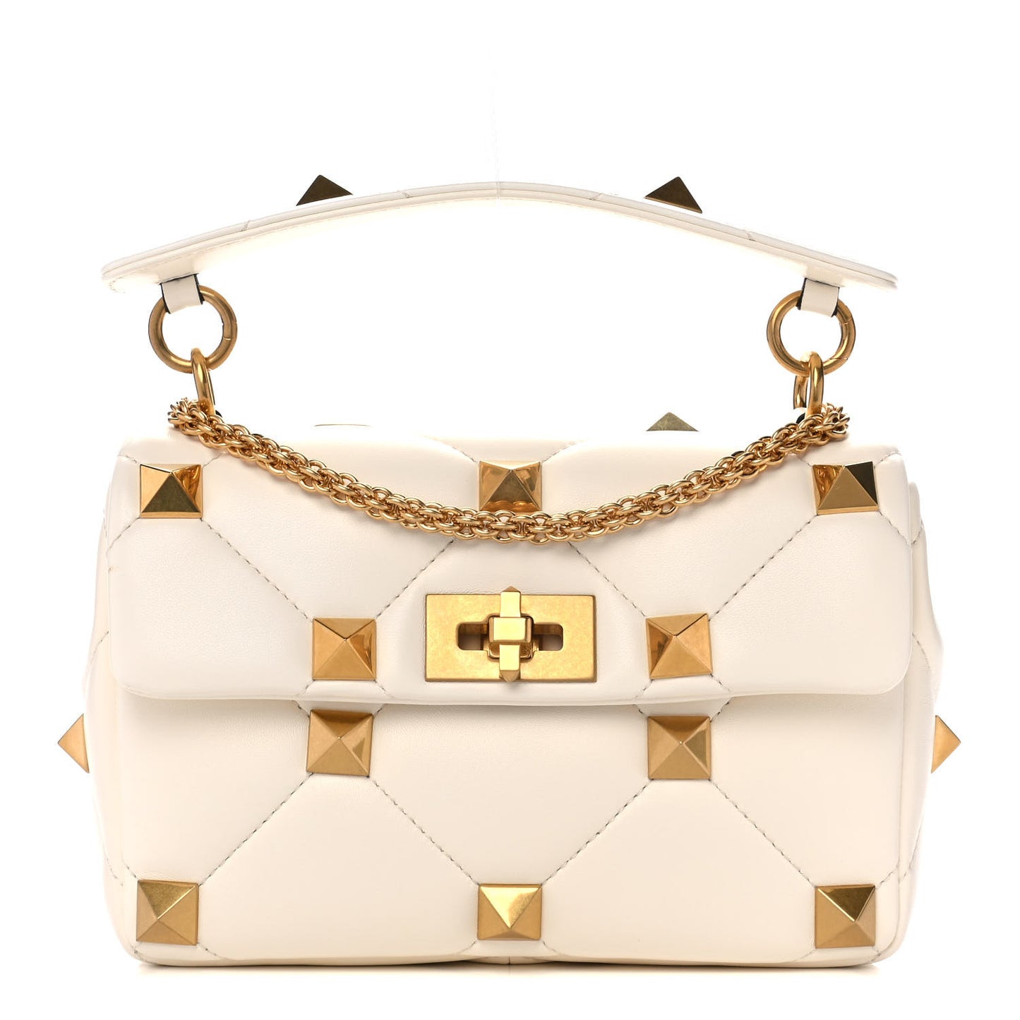 Nappa Medium Roman Stud Shoulder Bag Ivory