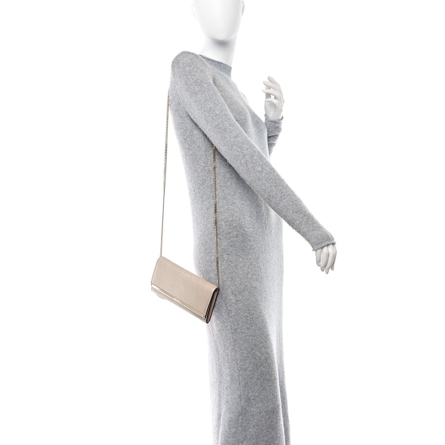 Embossed Snakeskin Milla Wallet on Chain Nude