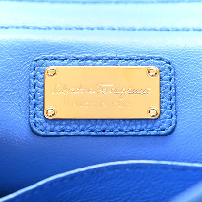 Salvatore Ferragamo Grained Calfskin Sofia Satchel Blue 5 of 8
