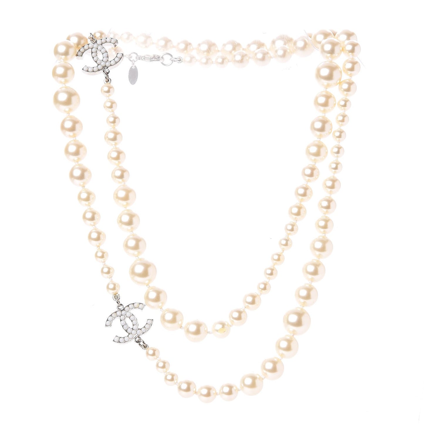 Pearl CC Long Necklace Gold