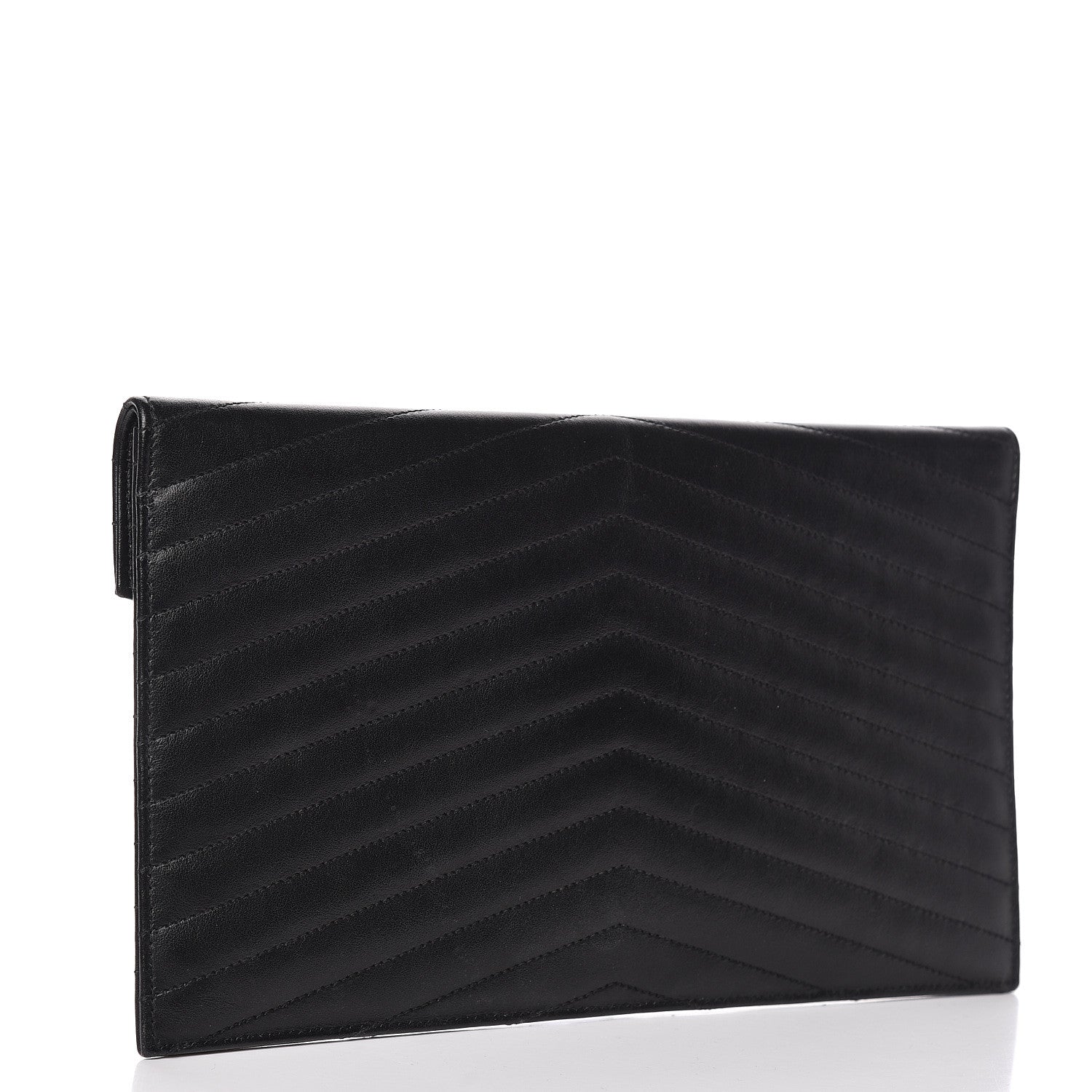 Saint Laurent Calfskin Matelasse Chevron Monogram Uptown Clutch Black 3 of 10