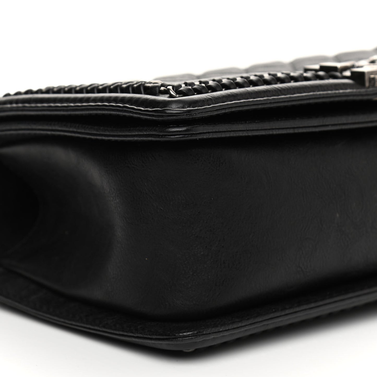 Goatskin Quilted Medium Boy Handle Flap Black