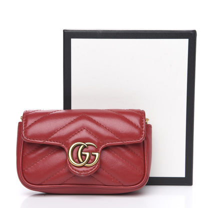 Gucci Calfskin Matelasse GG Marmont 2.0 Coin Purse On A Chain Hibiscus Red 10 of 10