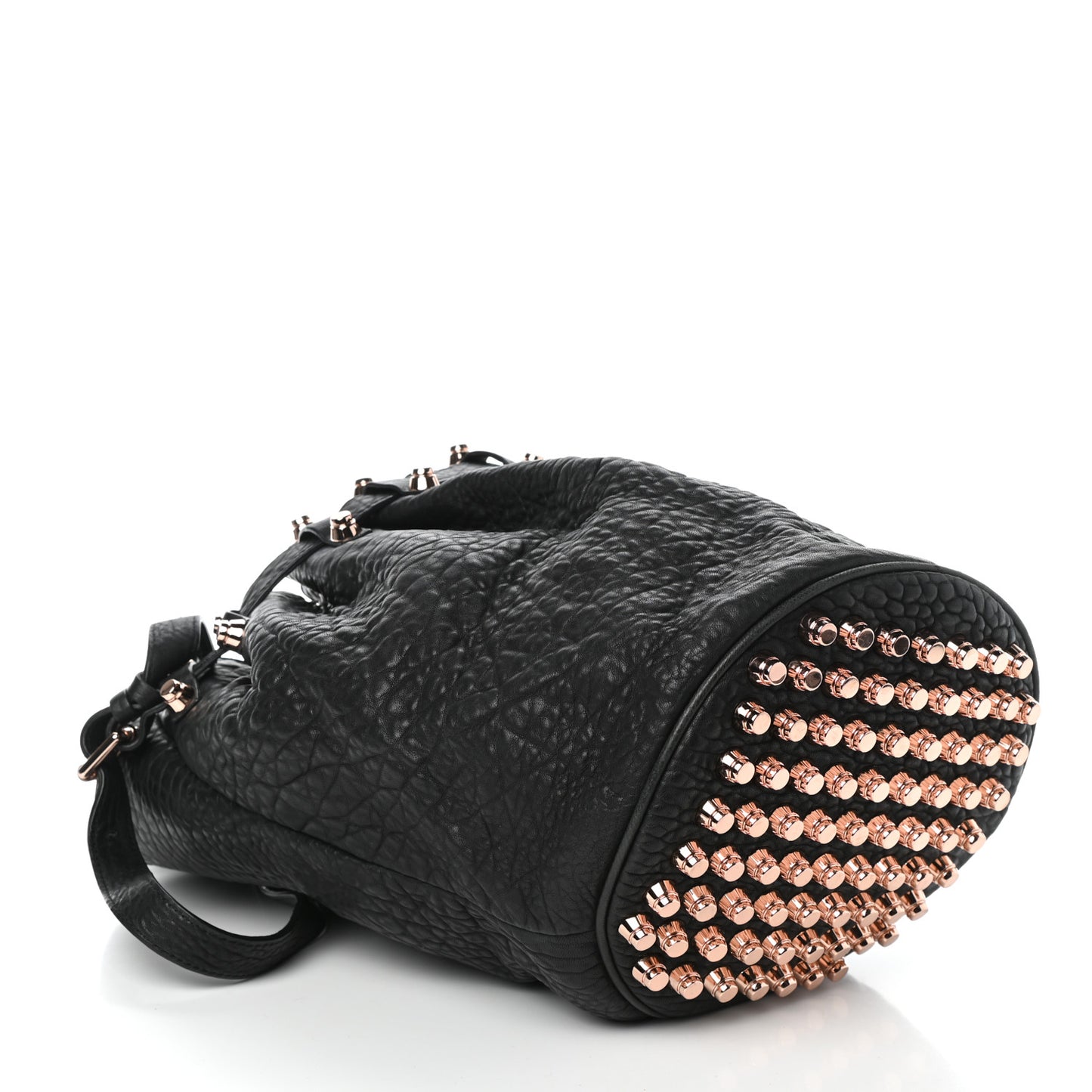 Pebbled Lambskin Diego Bucket Black Rose Gold Hardware