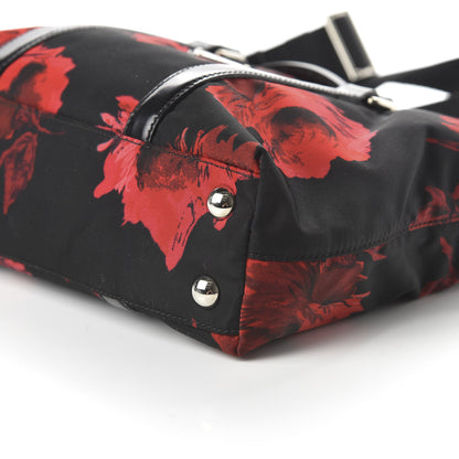 Prada Tessuto Nylon Rose Satchel Black Rosso 7 of 10