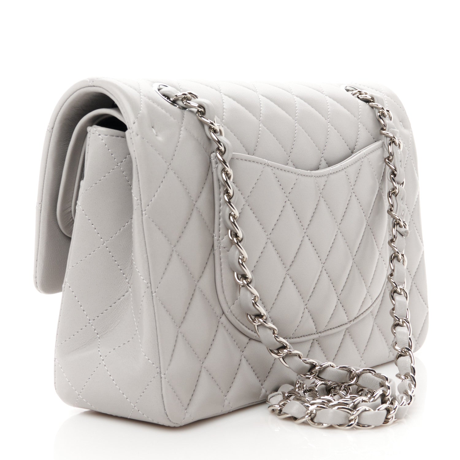 Chanel Lambskin Quilted Medium Double Flap Grey 3 of 12