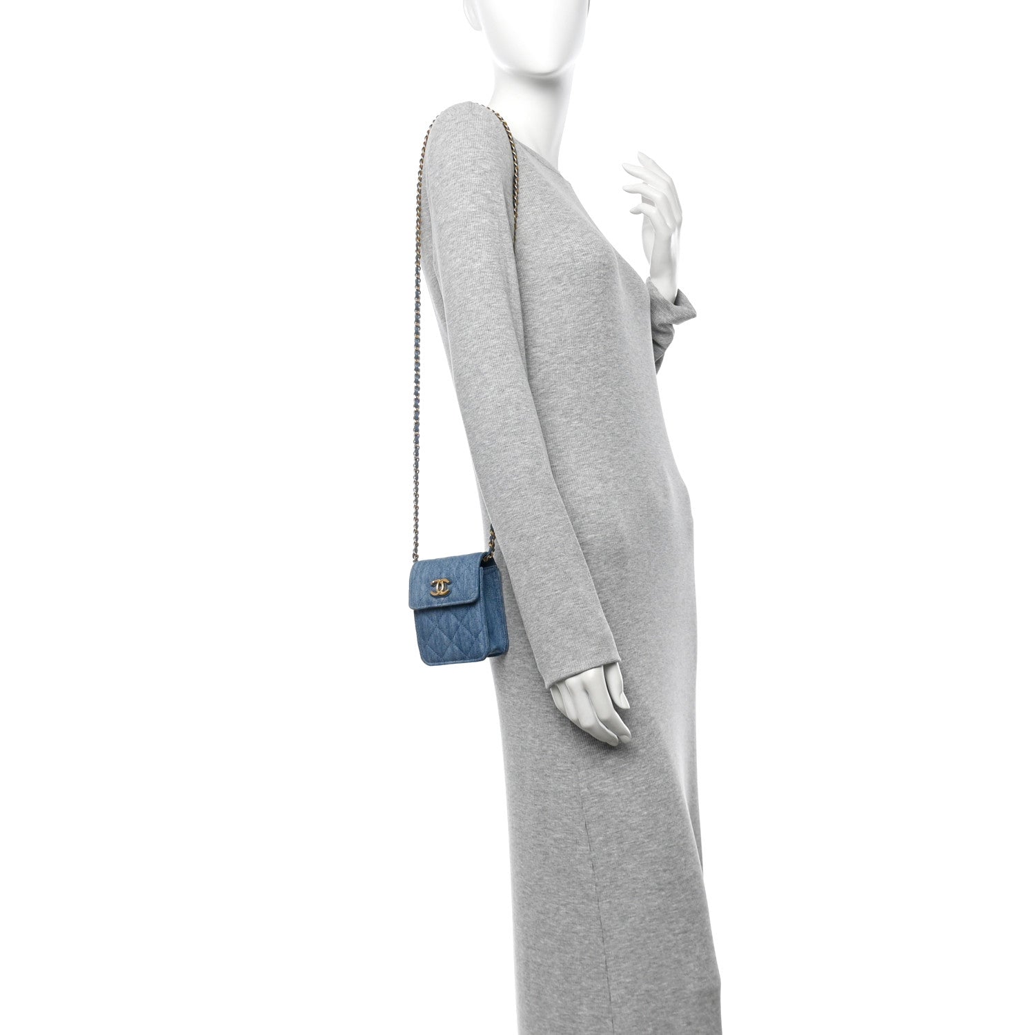 Chanel Denim Quilted Flap Mini Crossbody Blue 2 of 11