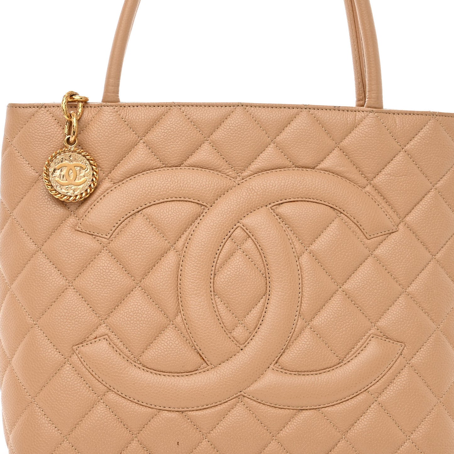 Caviar Quilted Medallion Tote Beige