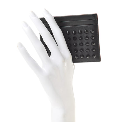 Christian Louboutin Calfskin Paris Spikes Kios Card Holder Black 2 of 7