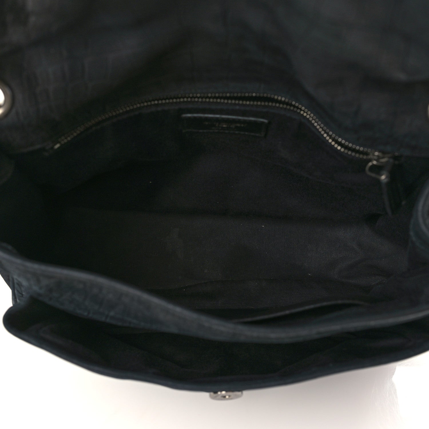 Saint Laurent Nubuck Crocodile Embossed Monogram Medium Niki Chain Satchel Black 5 of 11