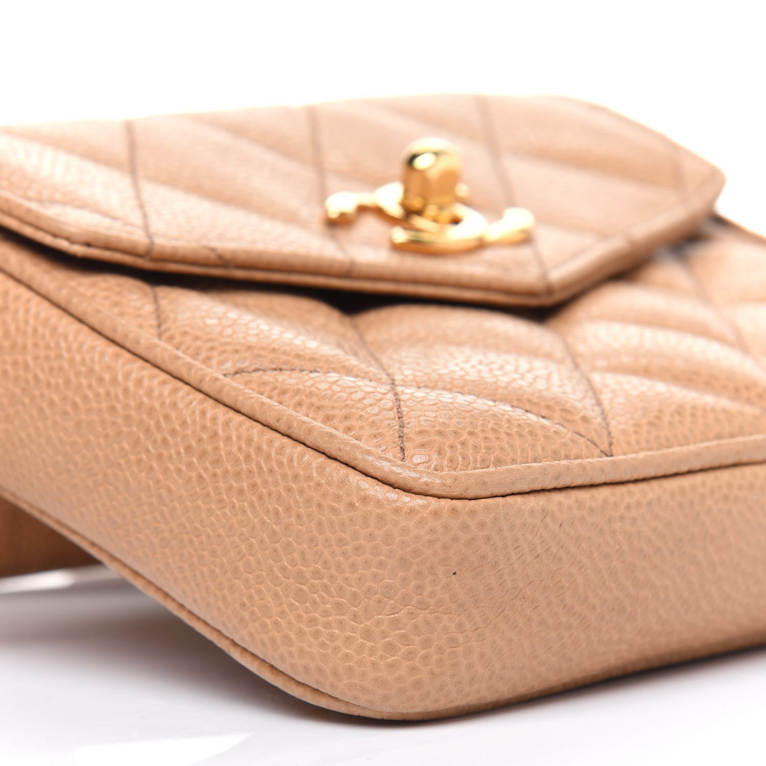 Chanel Caviar Quilted Flap Belt Bag Clutch 85 34 Beige 13 of 21