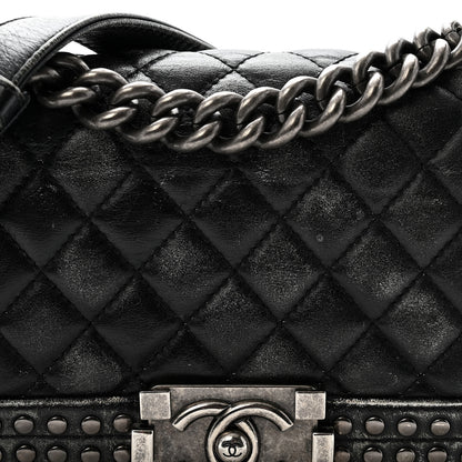 Chanel Faded Calfskin Quilted Small Studded Boy Flap Grey 8 of 12