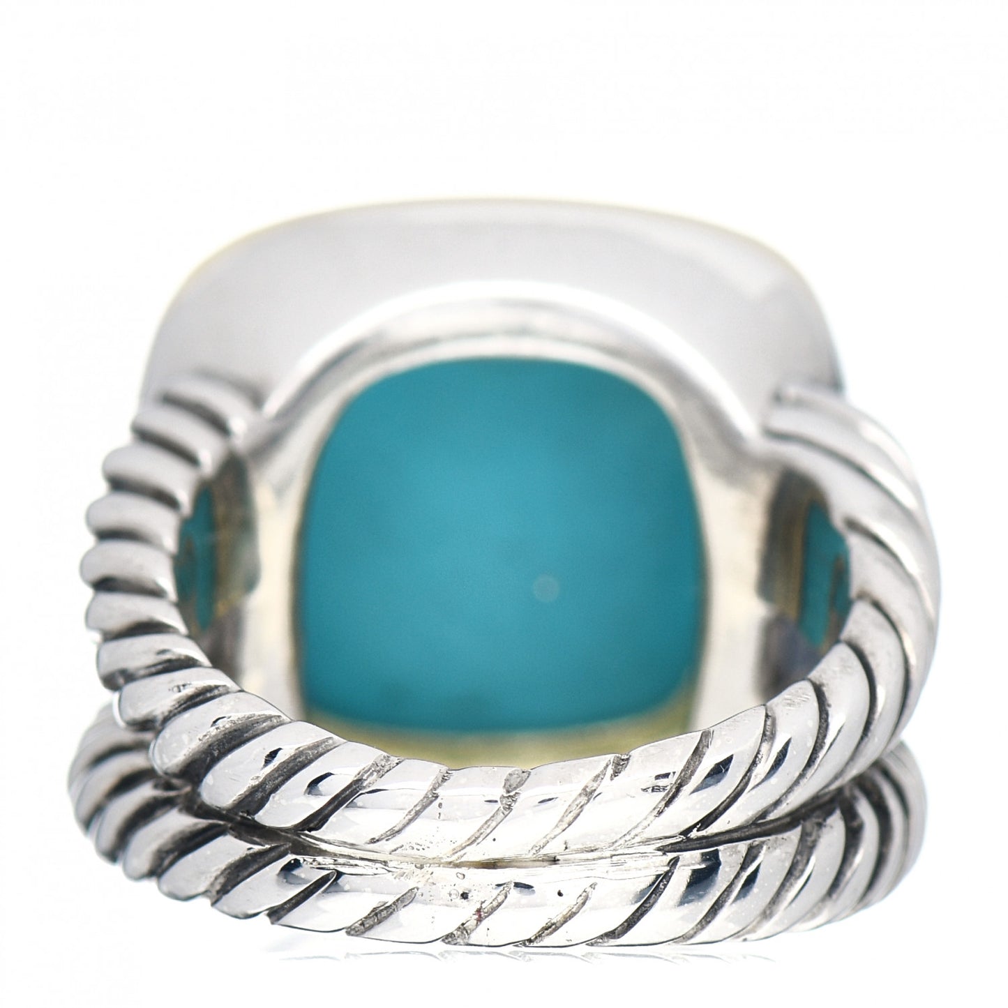 Sterling Silver 18K Yellow Gold Diamond Turquoise 14mm Albion Ring 53 6.5