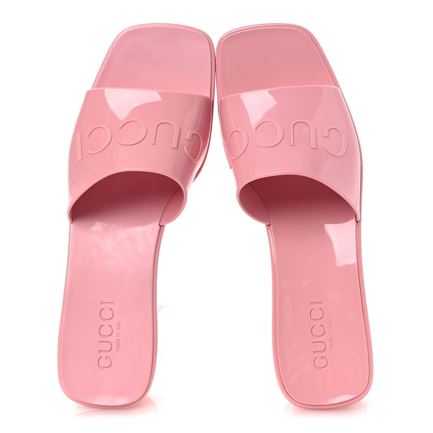 Gucci Rubber Gucci Logo Womens Platform 20/60mm Slide Sandals 38 Wild Rose 2 of 12
