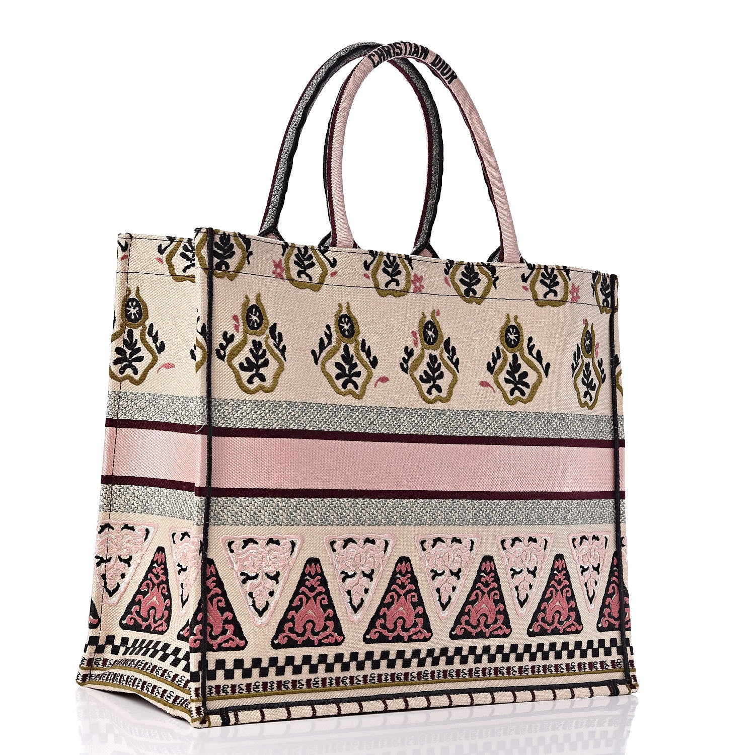 Christian Dior Canvas Embroidered Geometric Book Tote Multicolor 4 of 12