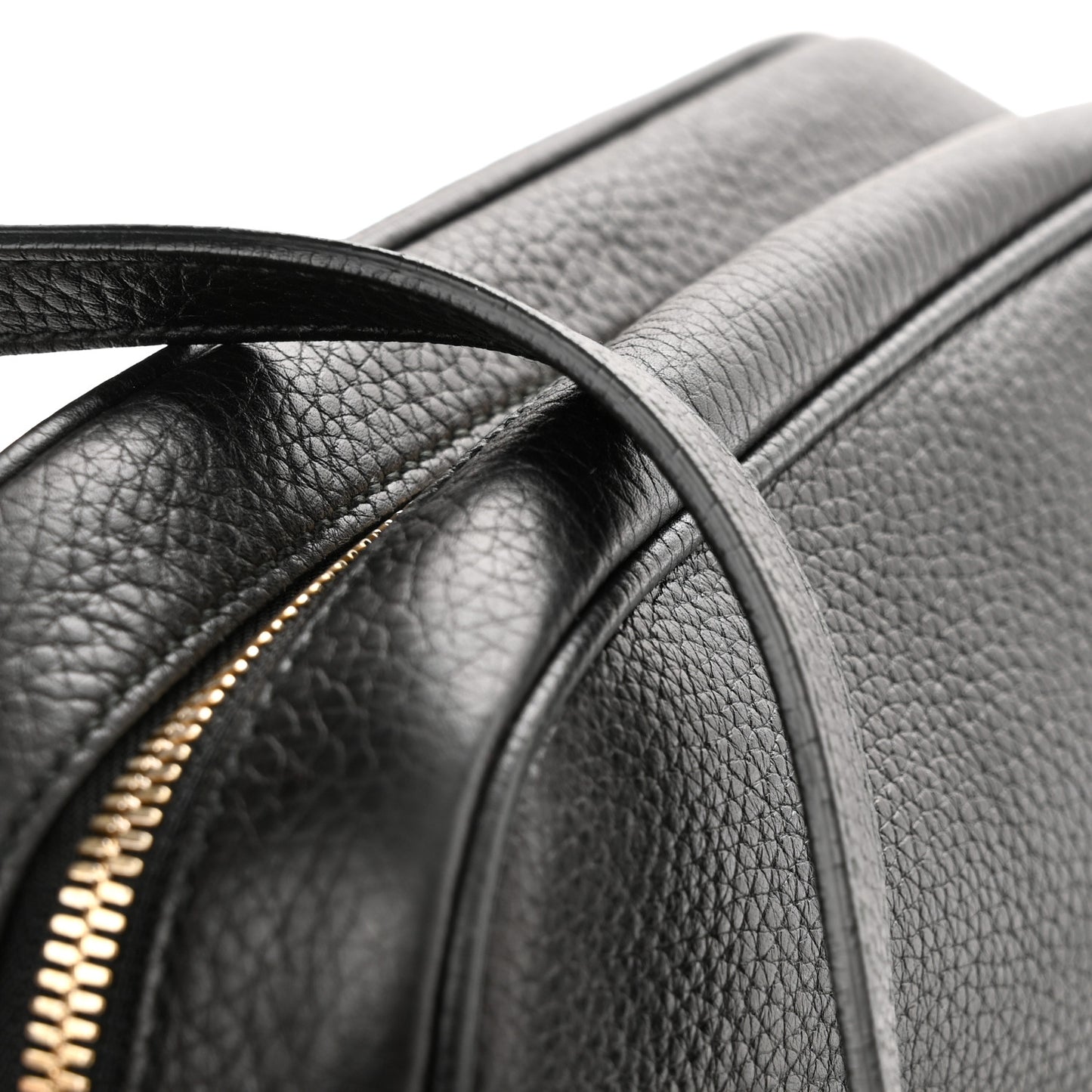 Pebbled Calfskin Small Soho Disco Bag Black