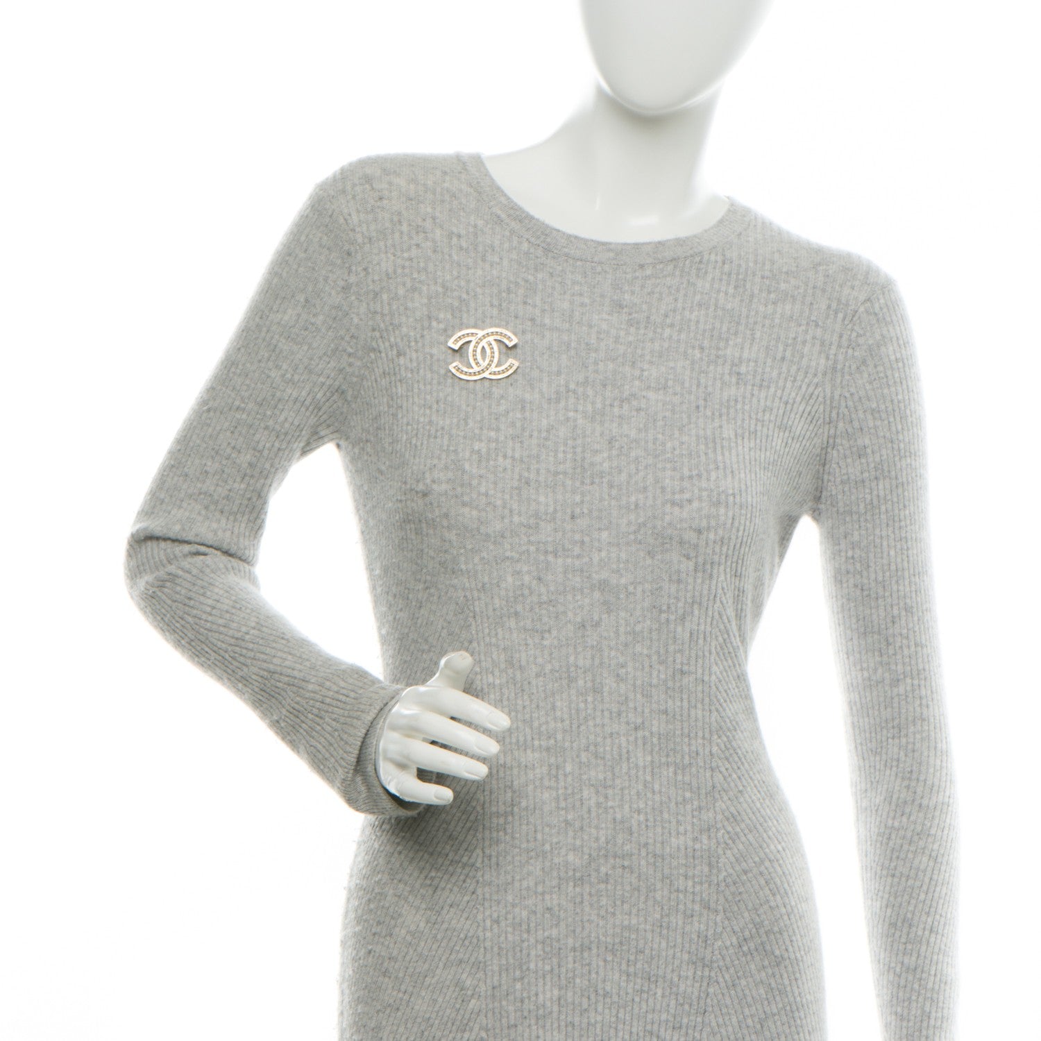 Chanel Pearl Baguette Crystal CC Brooch Gold 2 of 4