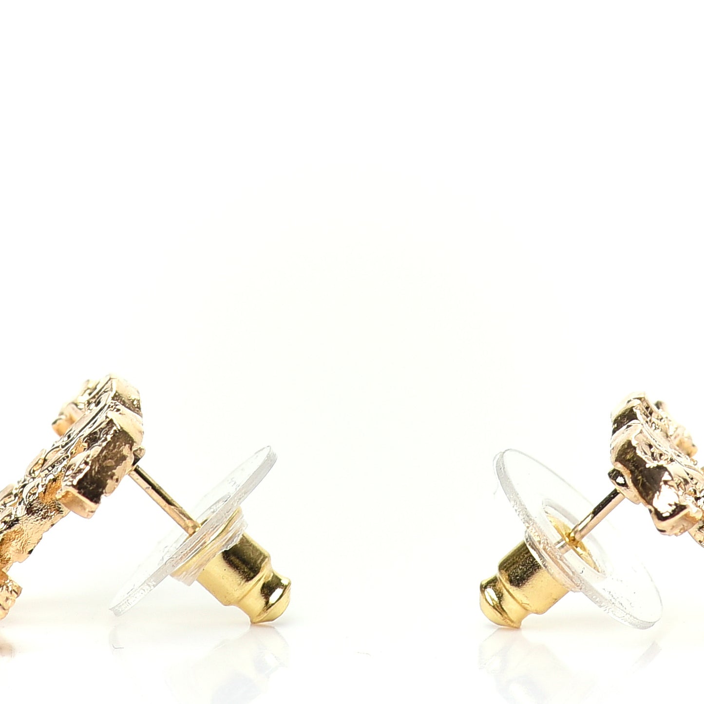 Metal Textured CC Earrings Gold