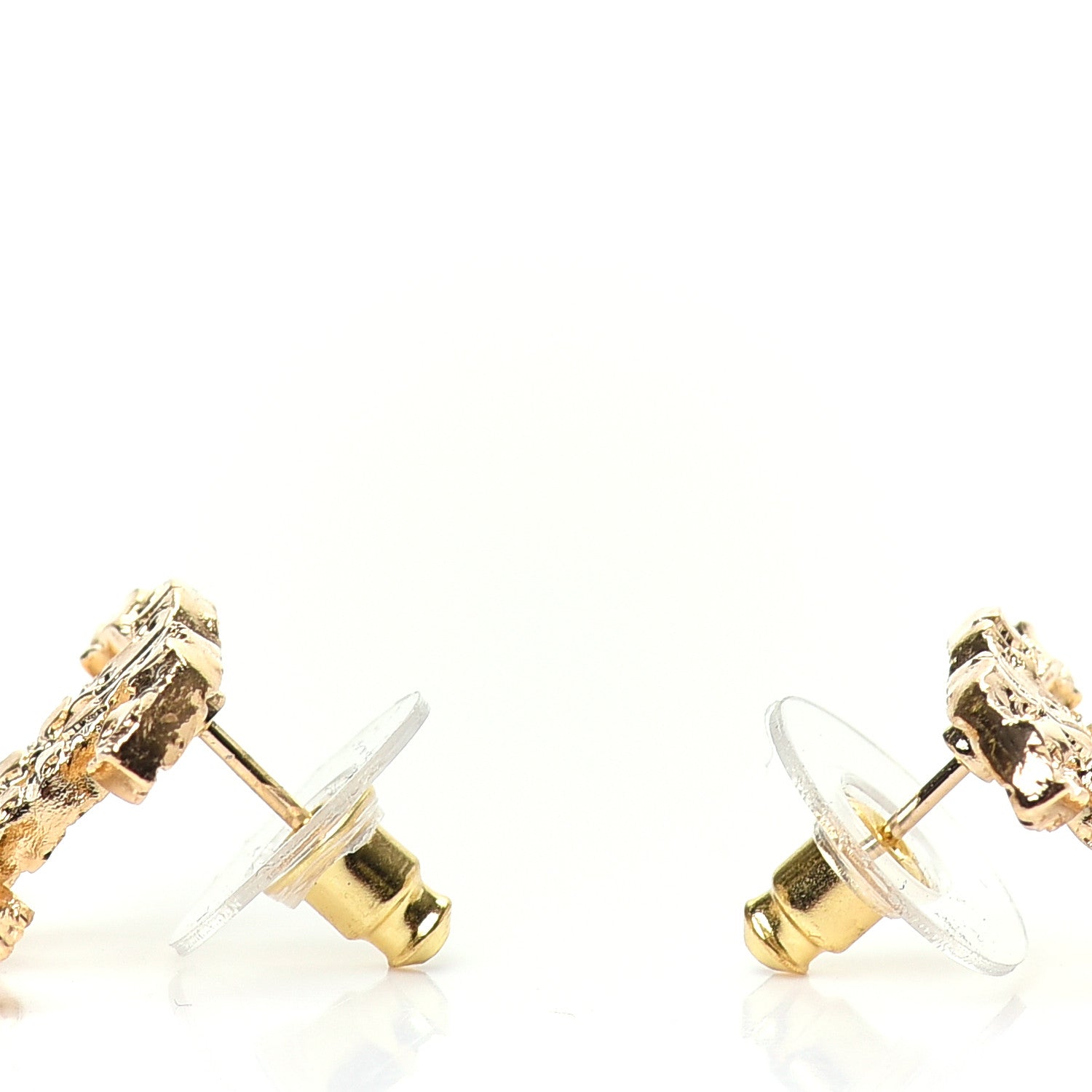 Chanel Metal Textured CC Earrings Gold 3 of 5