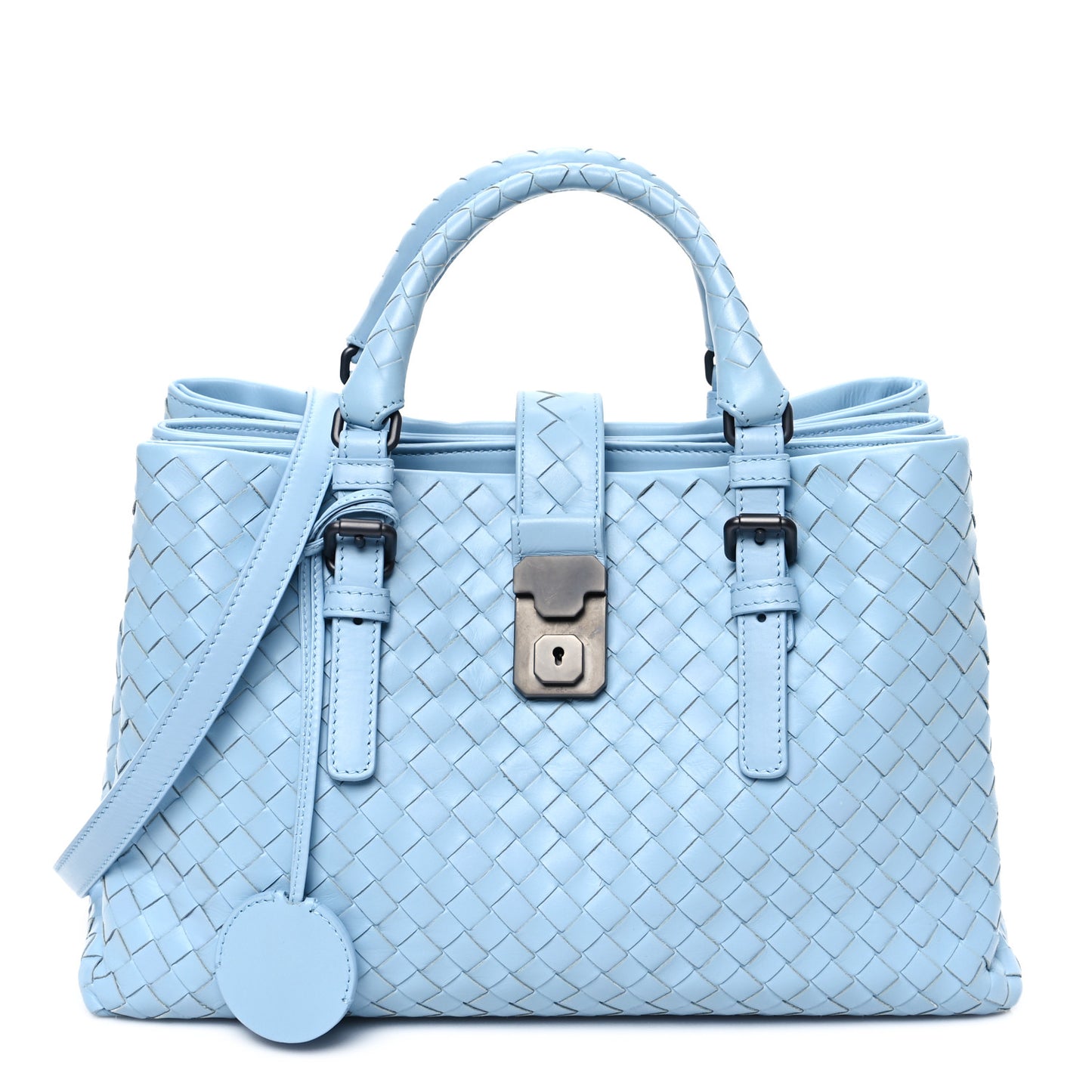 Light Calf Intrecciato Small Roma Topazio