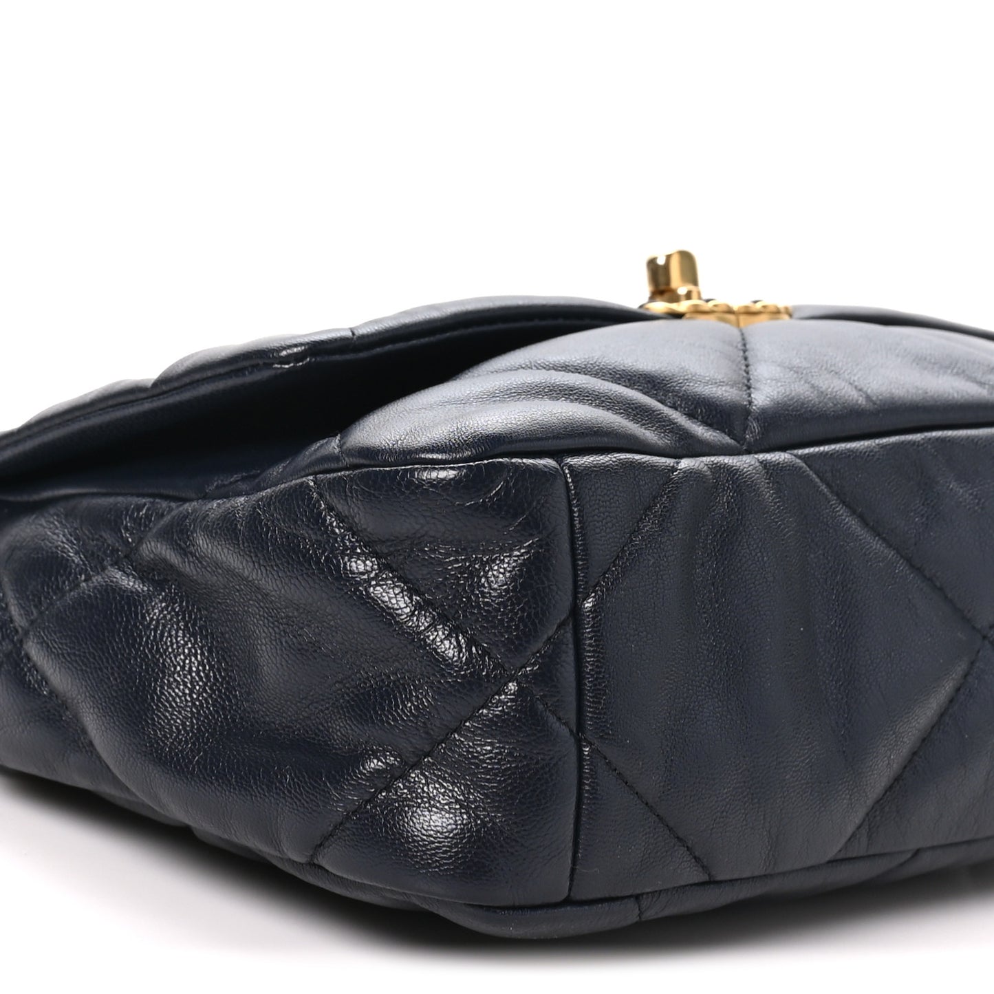 Goatskin Quilted Medium Chanel 19 Flap Navy Blue