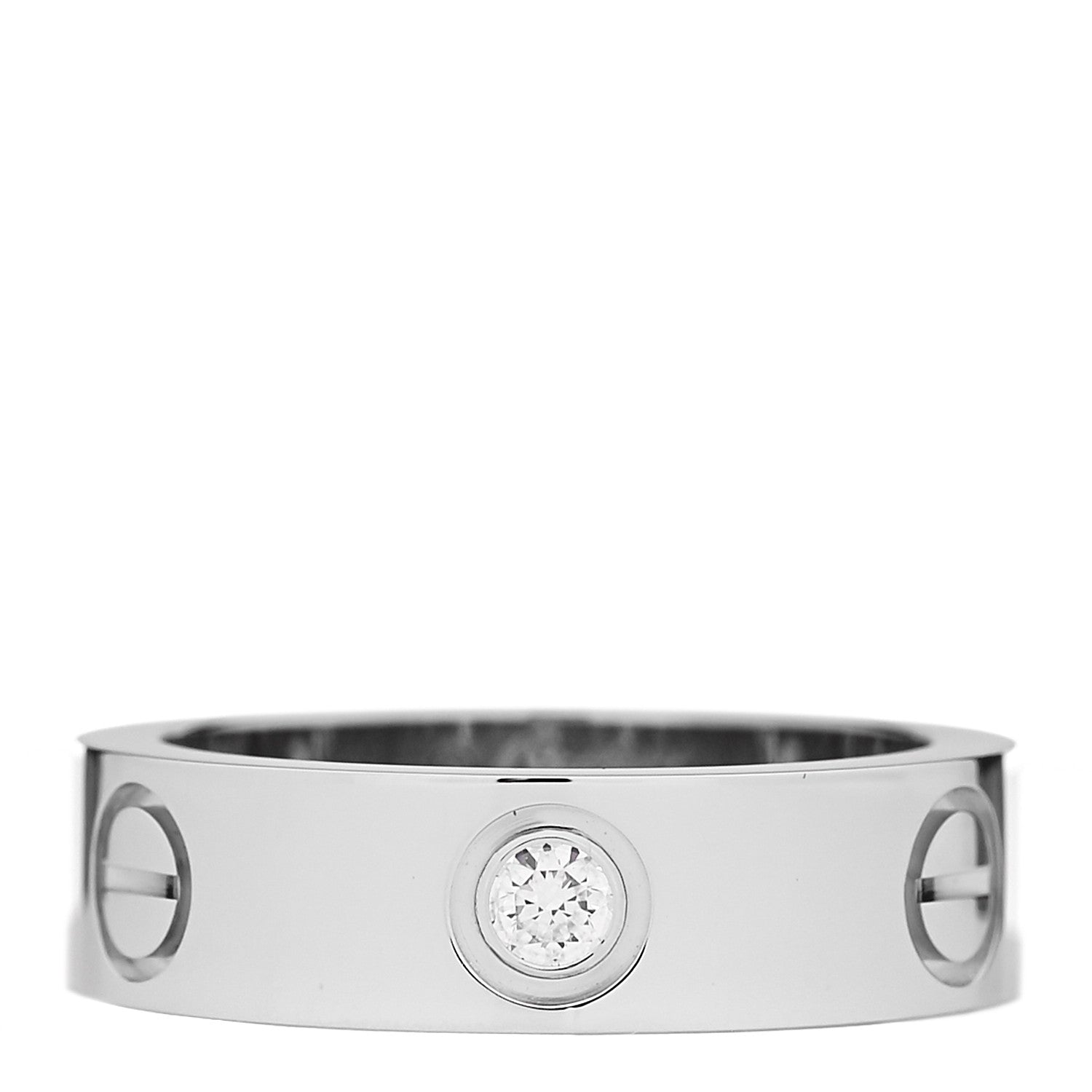 Cartier 18K White Gold 3 Diamond 5.5mm LOVE Ring 51 5.75 1 of 4