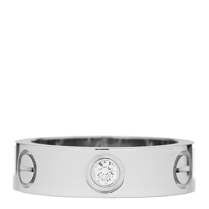 Cartier 18K White Gold 3 Diamond 5.5mm LOVE Ring 51 5.75 1 of 4