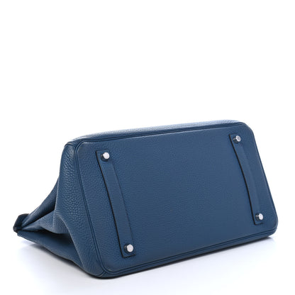 Hermes Taurillon Clemence Birkin 35 Bleu Thalassa 4 of 10