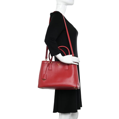 Prada Saffiano Lux Medium Tote Fuoco 2 of 11