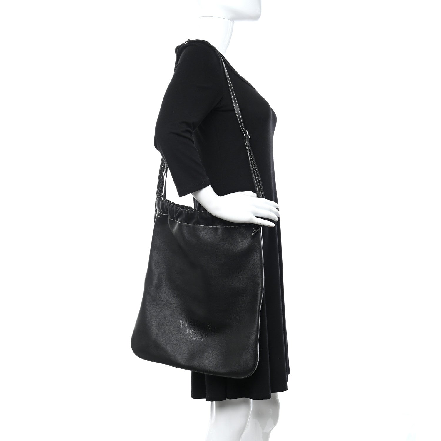 Hermes Cheri Calfskin Bridado Backpack Black 1 of 11