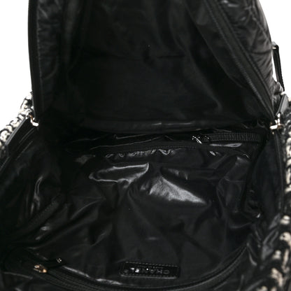 Chanel Nylon Tweed CC Backpack Black White 5 of 9