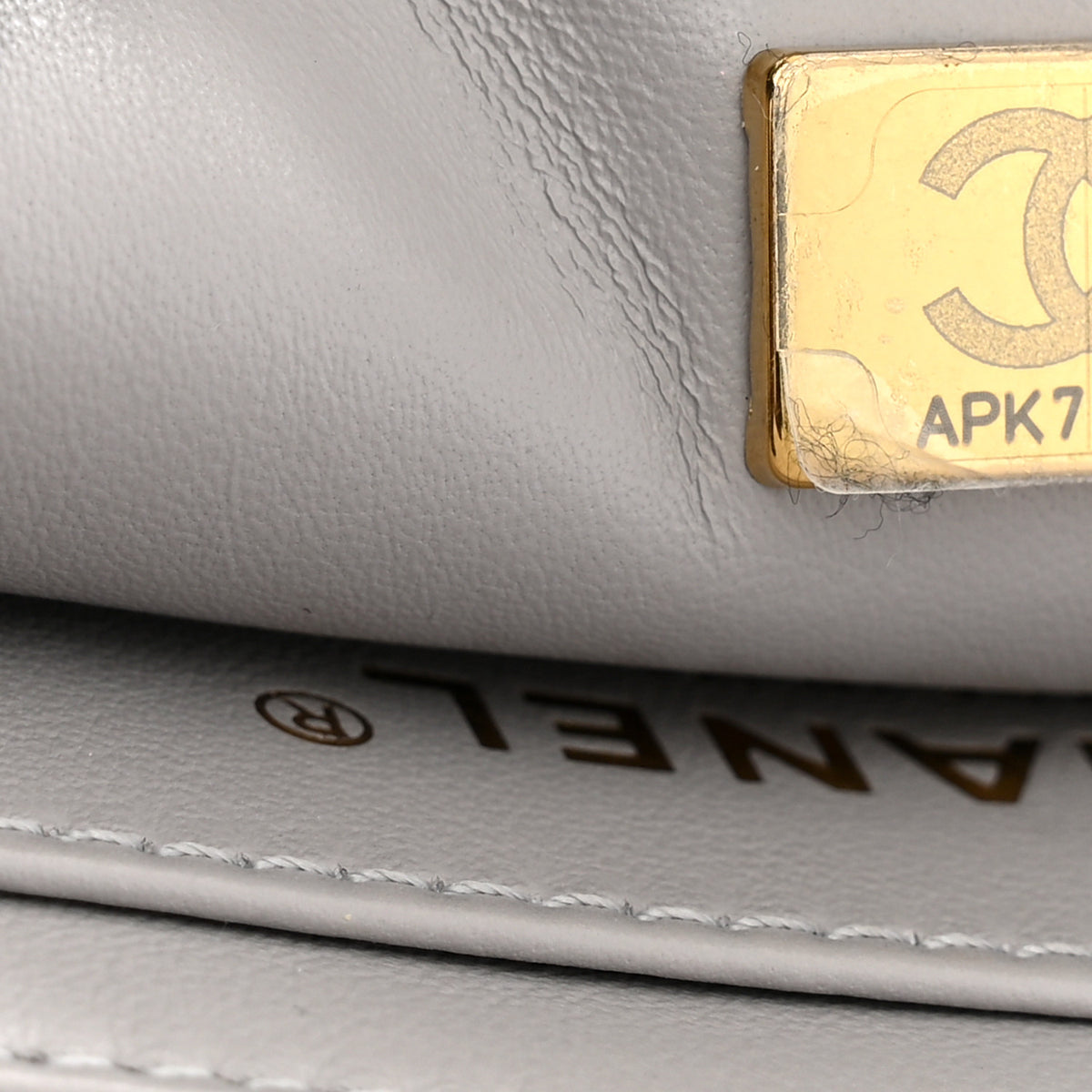 Lambskin Quilted Mini Rectangular Pearl Crush Flap Grey