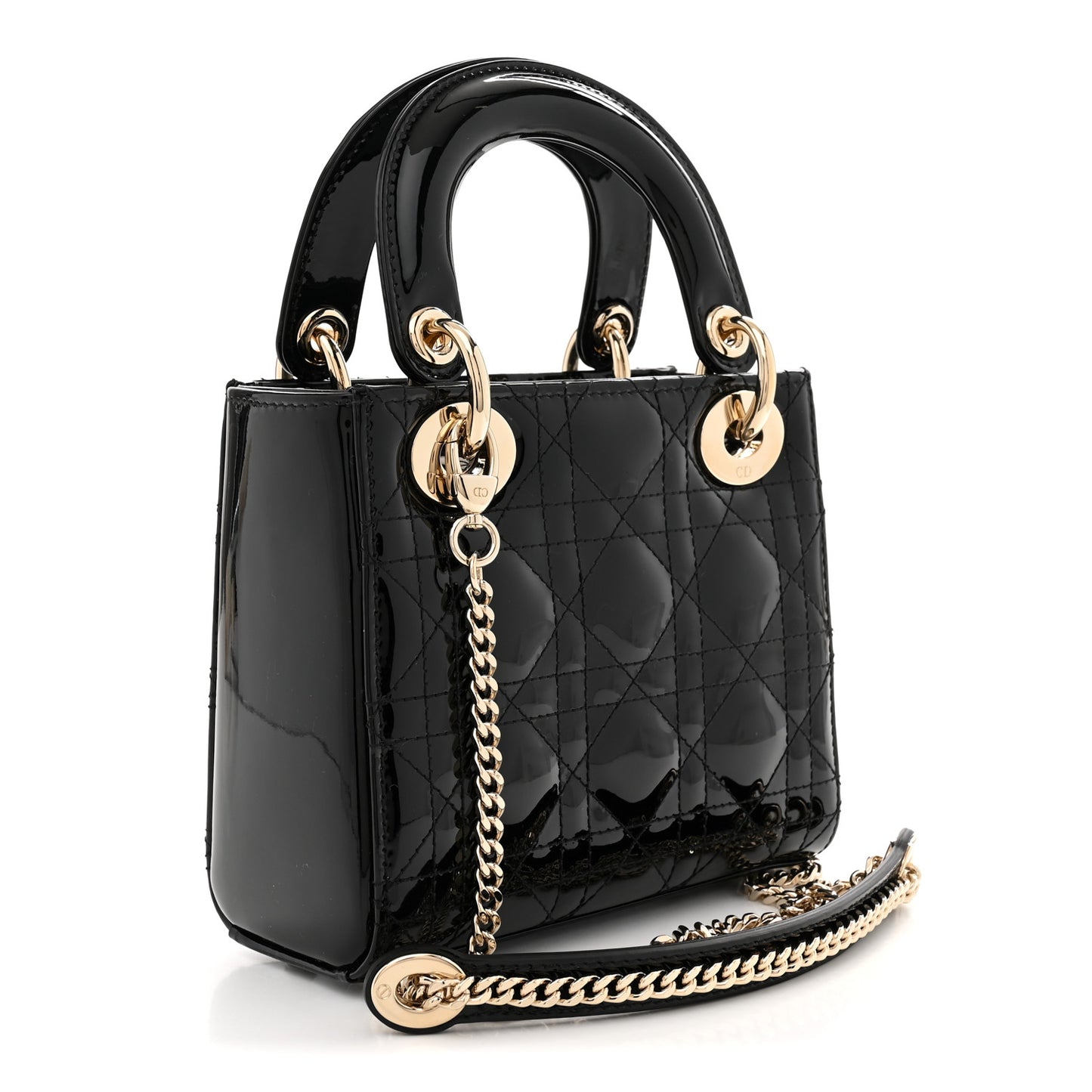 Patent Cannage Mini Lady Dior Black