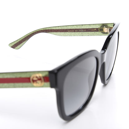 Gucci Acetate Square Frame Web Glitter Sunglasses GG0034S Black Green 6 of 9