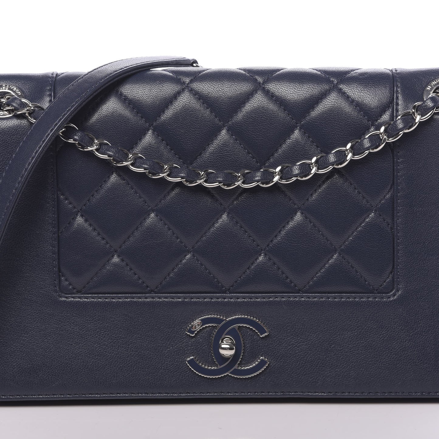 Sheepskin Quilted Medium Vintage Mademoiselle Flap Dark Navy