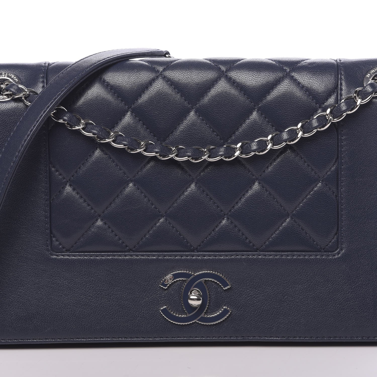 Chanel Sheepskin Quilted Medium Vintage Mademoiselle Flap Dark Navy 10 of 18