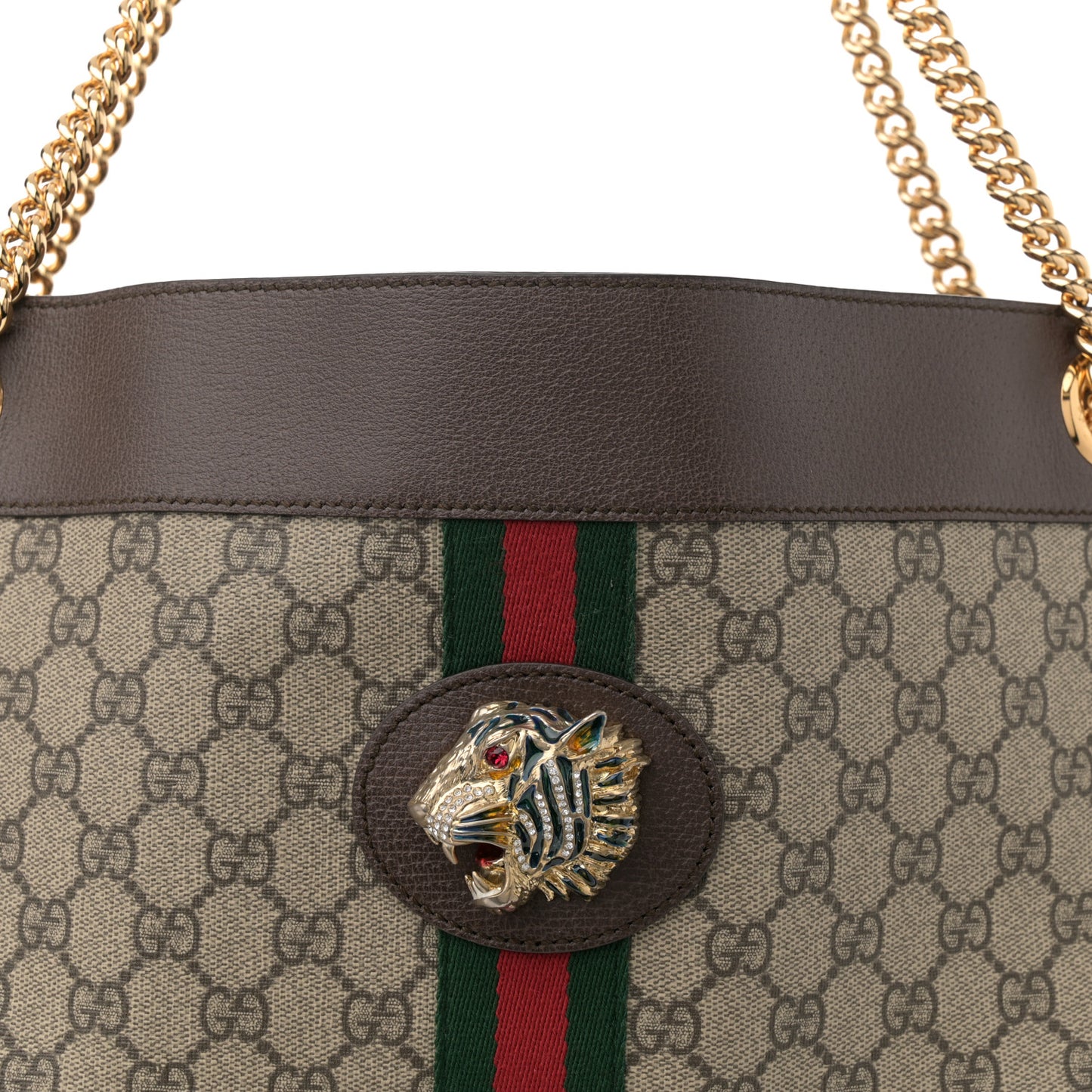 GG Supreme Monogram Large Rajah Chain Tote Beige New Acero