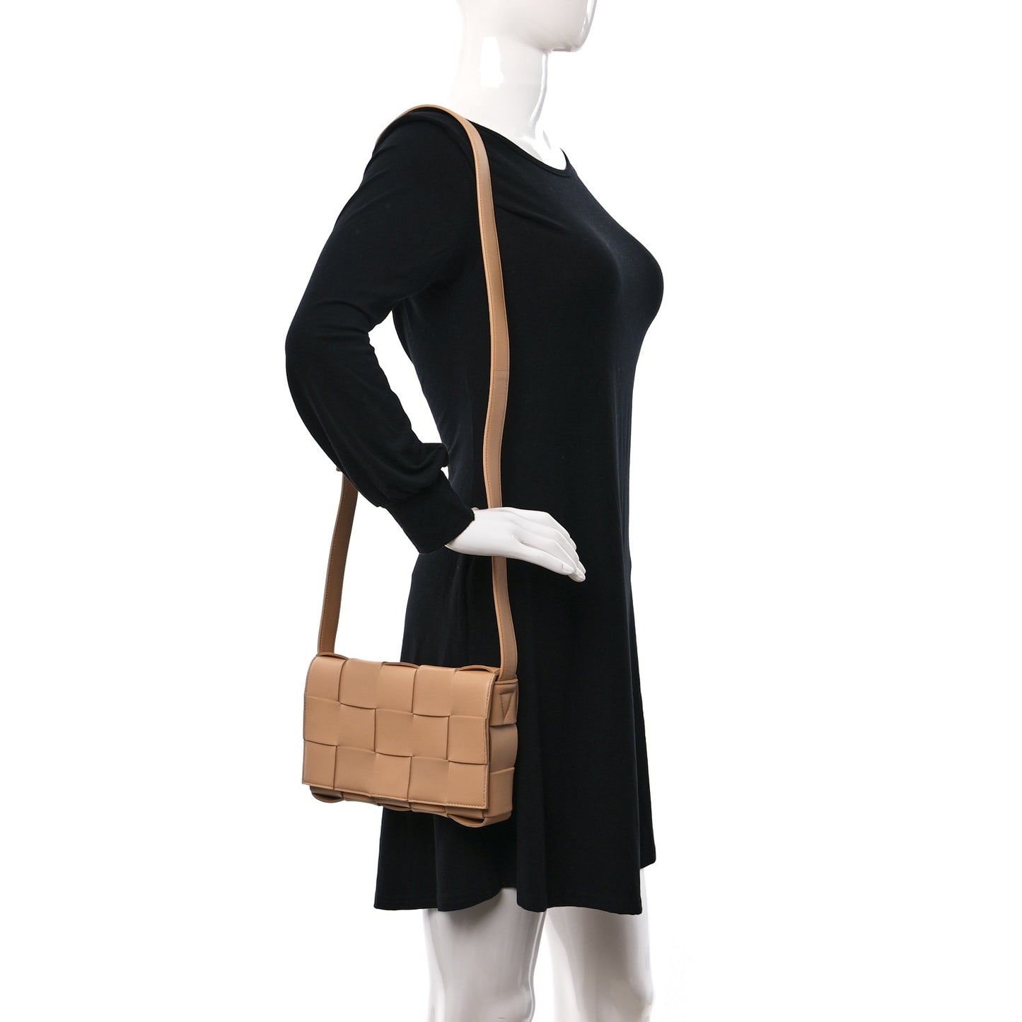 Lambskin Maxi Intrecciato Cassette Crossbody Bag Almond
