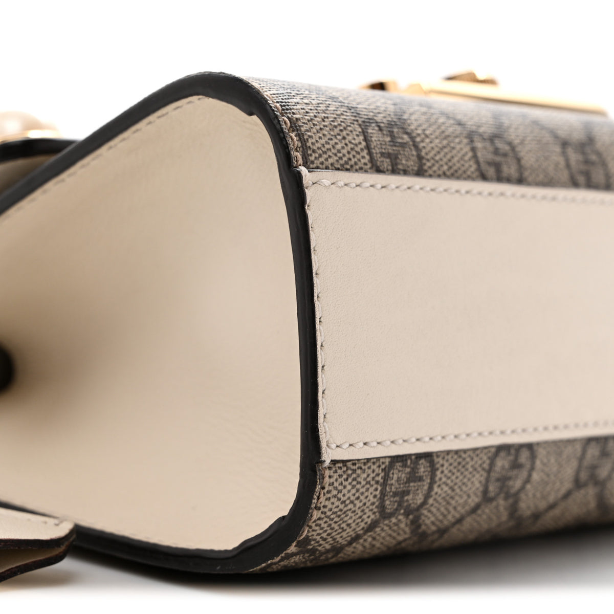 Gucci GG Supreme Monogram Studded Small Padlock Shoulder Bag White 9 of 14