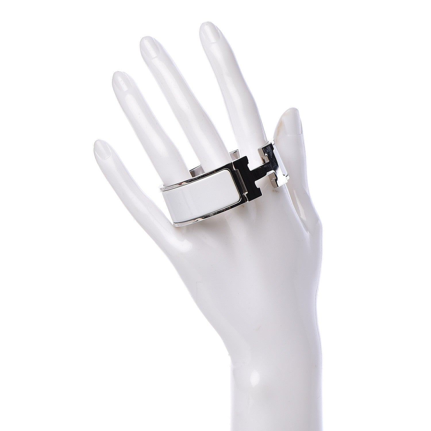 Hermes Enamel Wide Clic Clac H Bracelet PM White 2 of 6
