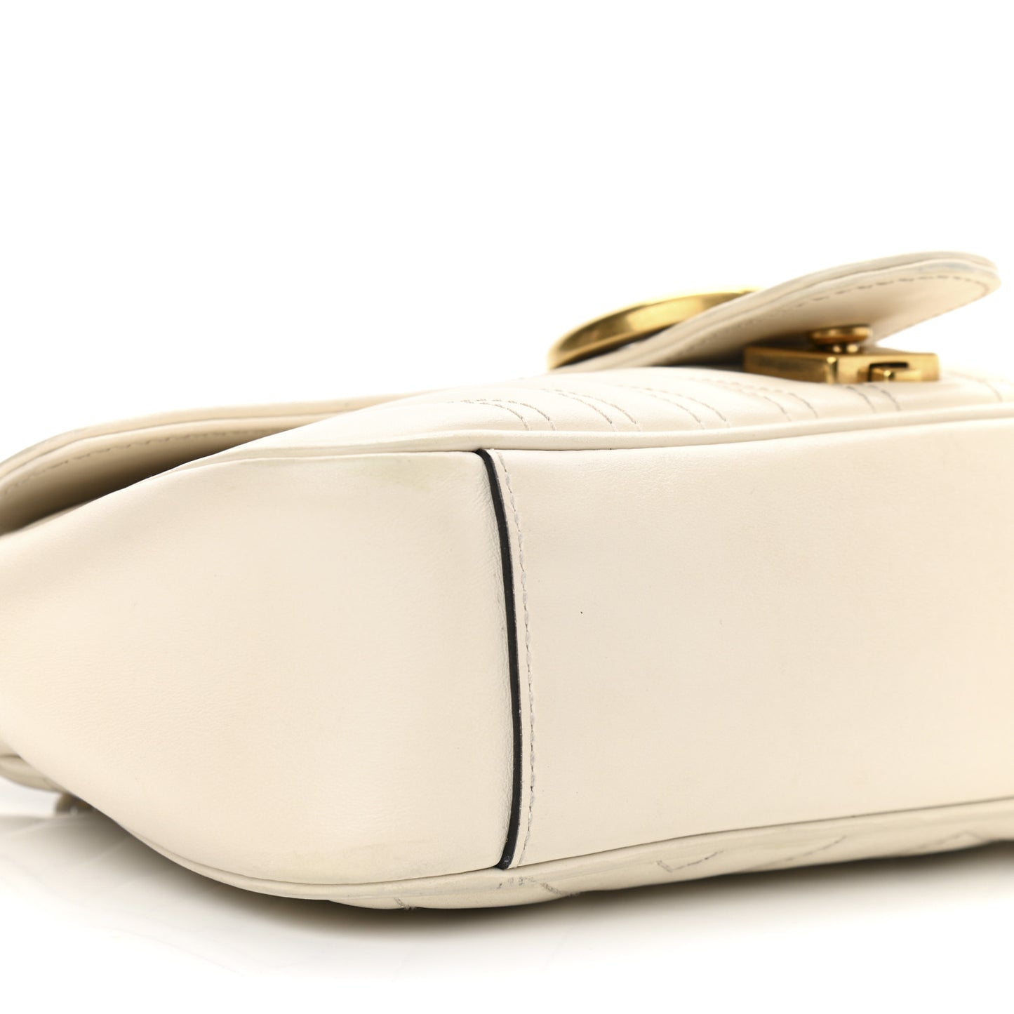 Calfskin Matelasse Small GG Marmont Shoulder Bag White
